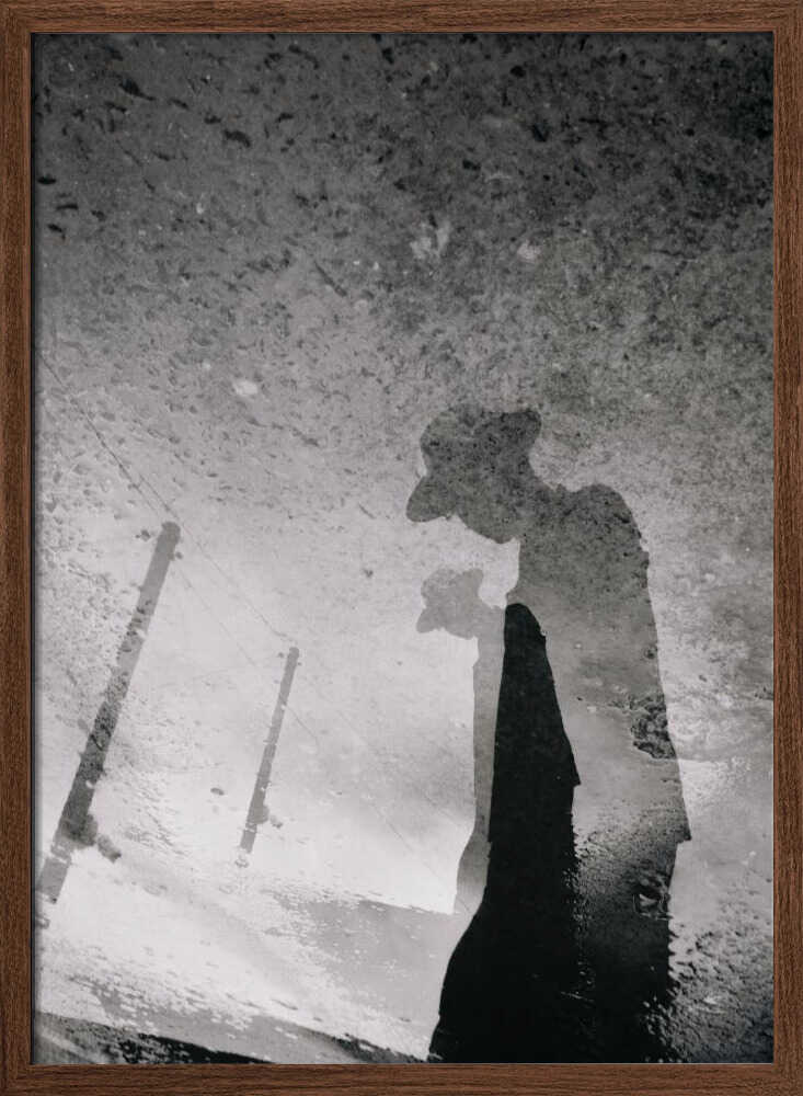Lone Figure Puddle - XL Poster