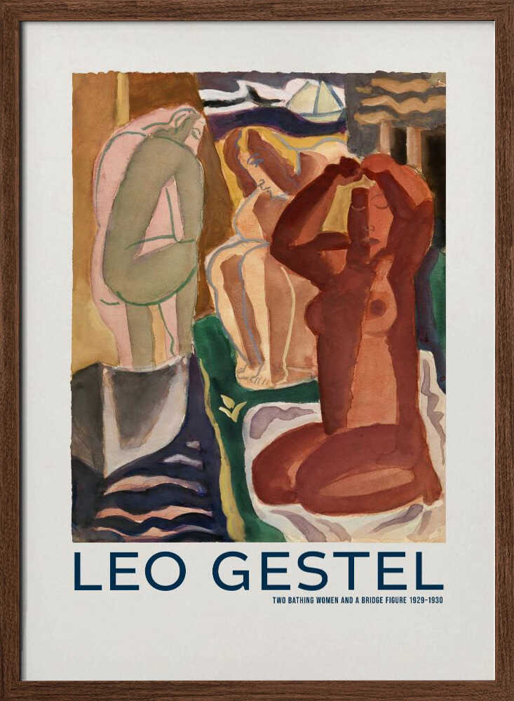 Two Bathing Women and a Bridge Figure - XL Poster