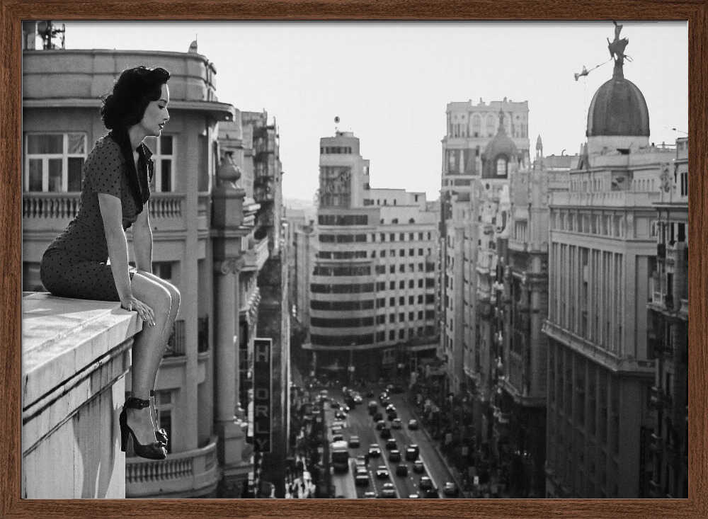 Elegant Woman City Rooftop - XL Poster