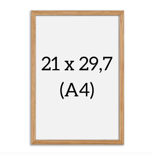 Egetræsramme i A4 fra HelloPoster – elegant ramme i massiv eg, perfekt til små prints og billeder.