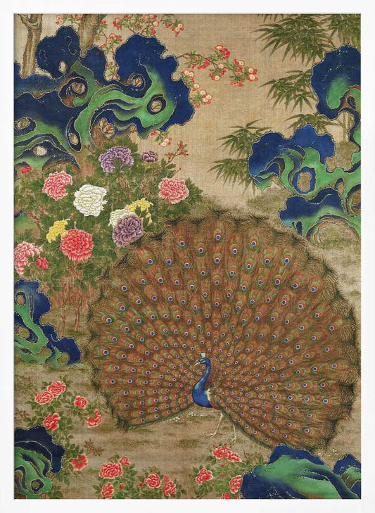 Chinese Peacock and Flowers (17th Century) - XL Poster