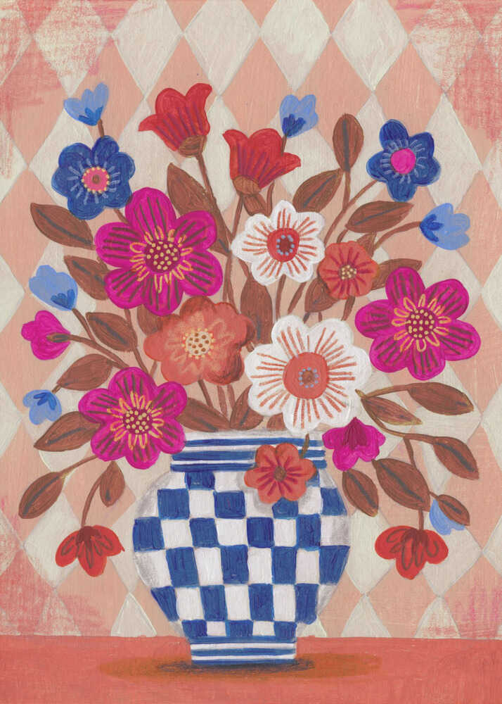 Vase Flowers Brights &amp; Blues - XL Poster