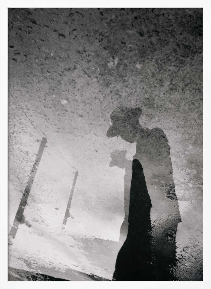 Lone Figure Puddle - XL Poster