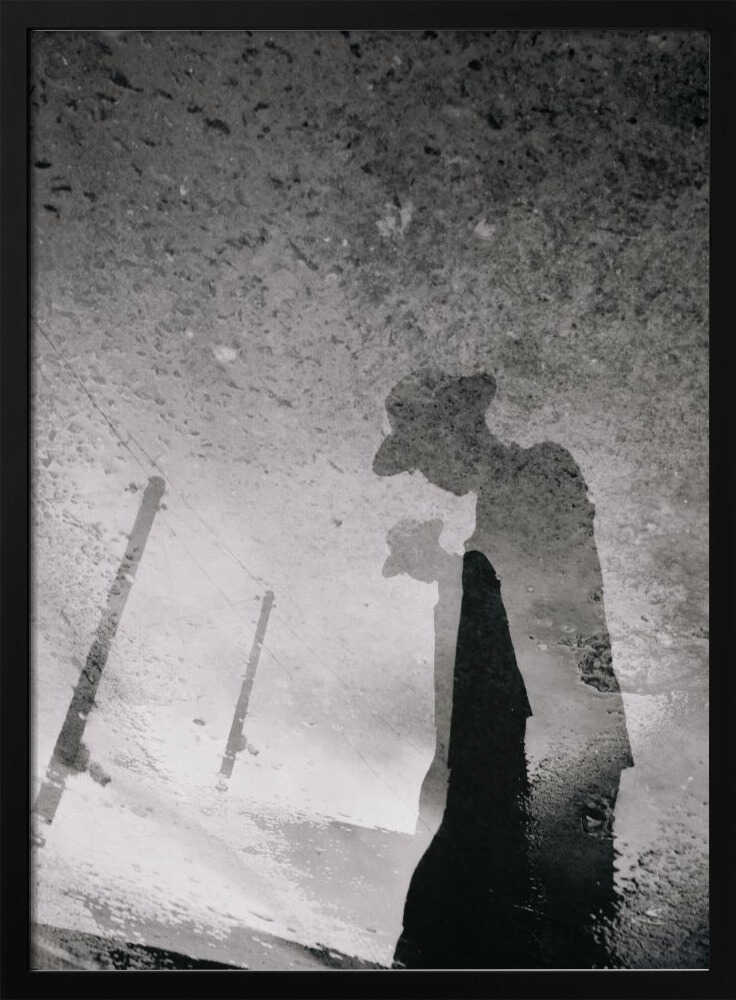 Lone Figure Puddle - XL Poster