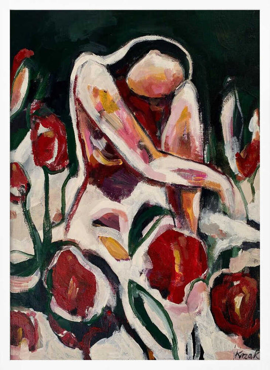 Woman Among Red Flowers - XL Poster