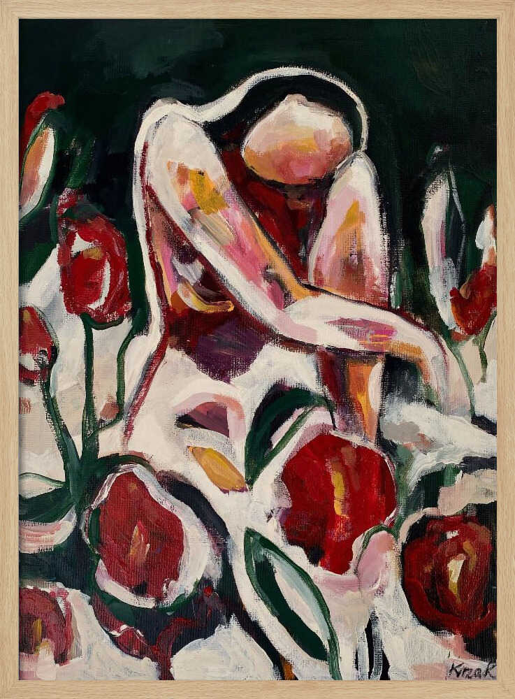 Woman Among Red Flowers - XL Poster