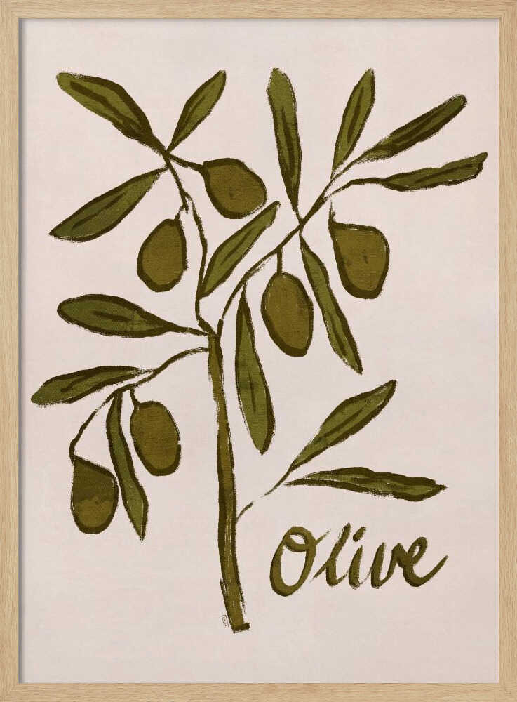 Olive Branch Minimalist Painting - XL Poster