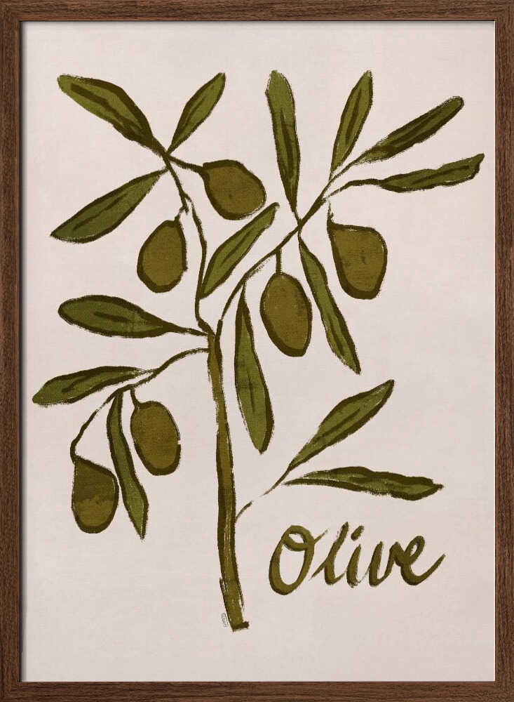 Olive Branch Minimalist Painting - XL Poster