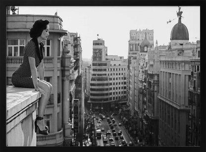 Elegant Woman City Rooftop - XL Poster