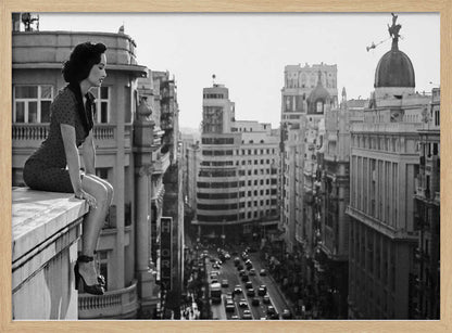 Elegant Woman City Rooftop - XL Poster