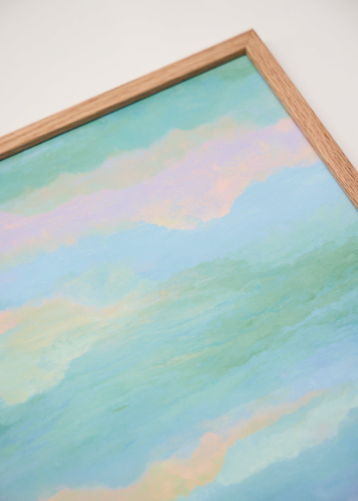 Behind the cloud poster, oak frame, minimal Scandinavian decor