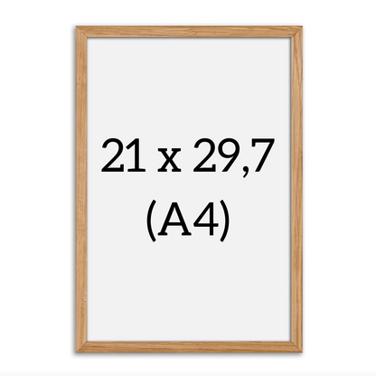 Egetræsramme i A4 fra HelloPoster – elegant ramme i massiv eg, perfekt til små prints og billeder.