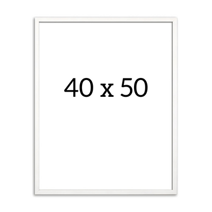 White wooden frame 40x50 cm with clear glass – minimalist Nordic design for posters, photos, and art prints.