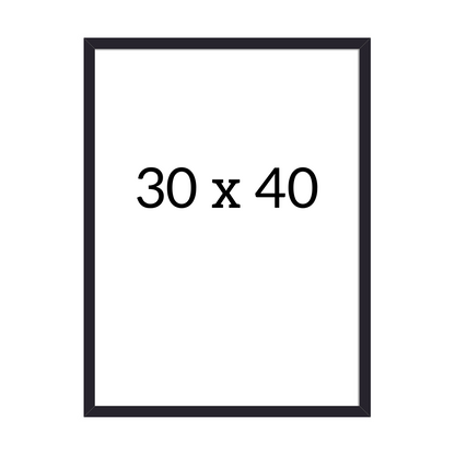 Black wooden poster frame, size 30x40 cm, with slim and minimalist design.